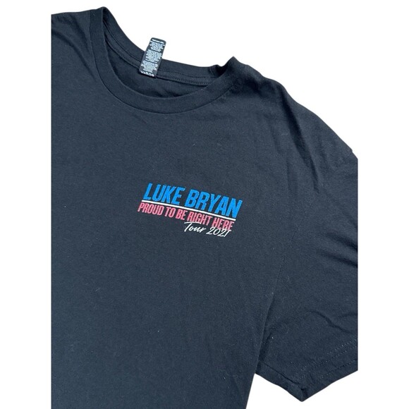 Luke Bryan Proud To Be Right Here 2021 Concert Tour T-Shirt Black Tee Men Large - Picture 3 of 9